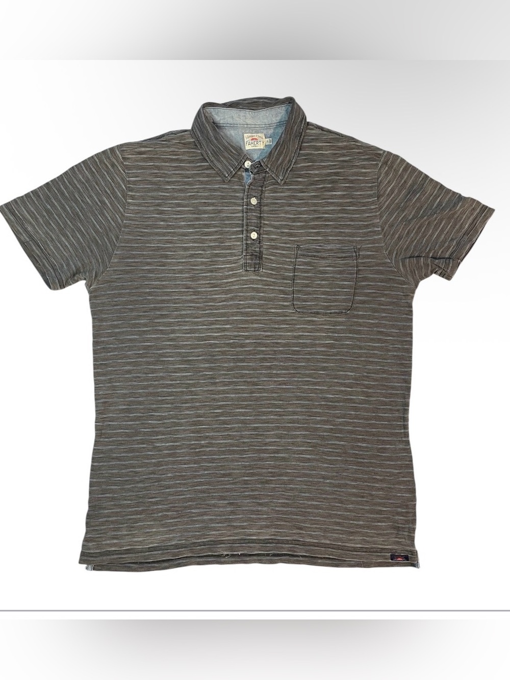 Faherty charcoal Striped Short-Sleeve Polo size L